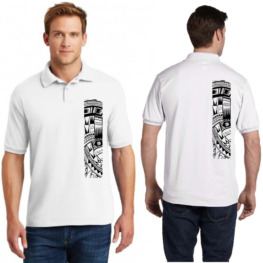 Heavy Weight Polo Sport Shirt Samoan Tattoo Print